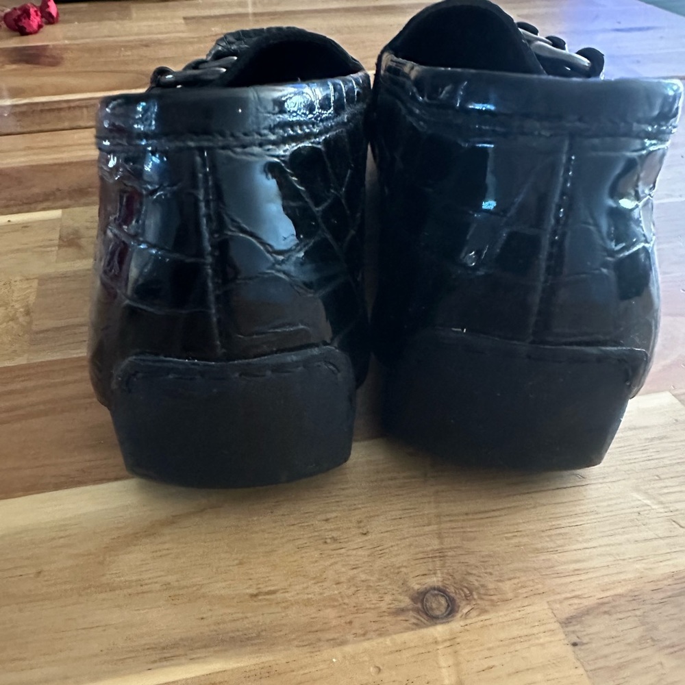 Stuart Weitzman Black Patent | Loafers with Silver Buckle| Size 8M - Picture 4 of 8